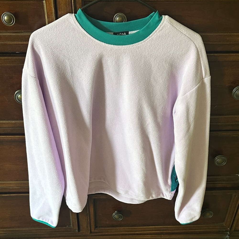 Bad Birdie Teal and Lavender Fleece  Pullover